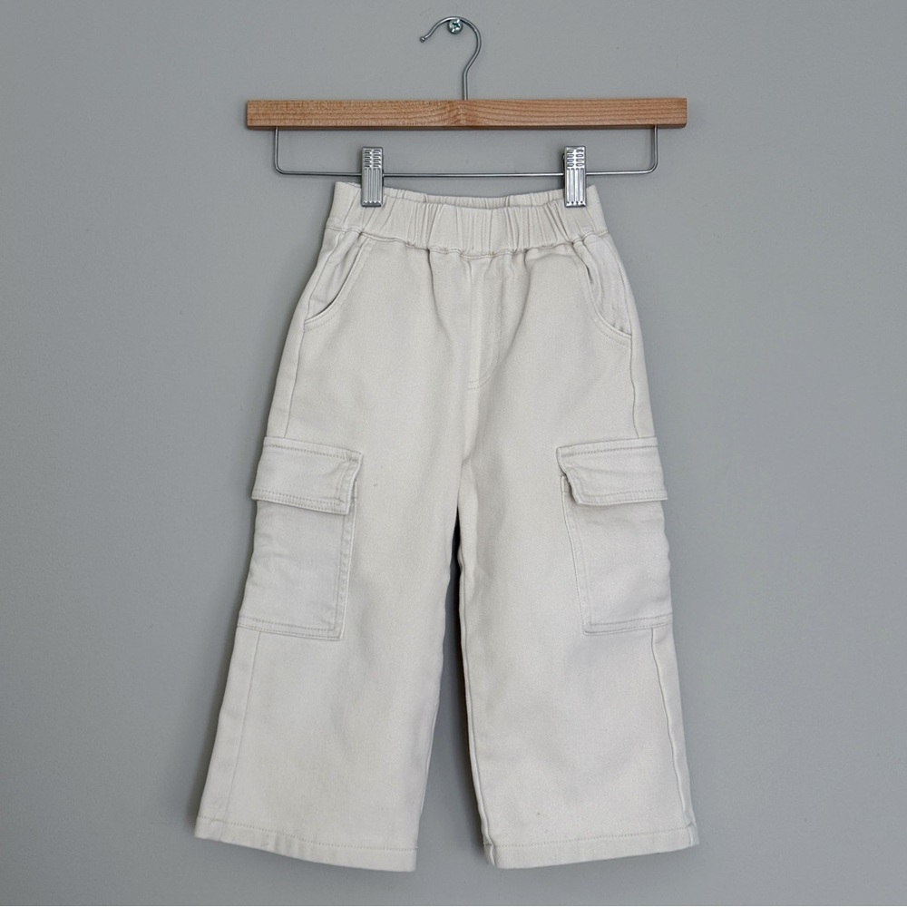 White Toddler Kids Pants, Wide Leg Pants for Boys Size 3T